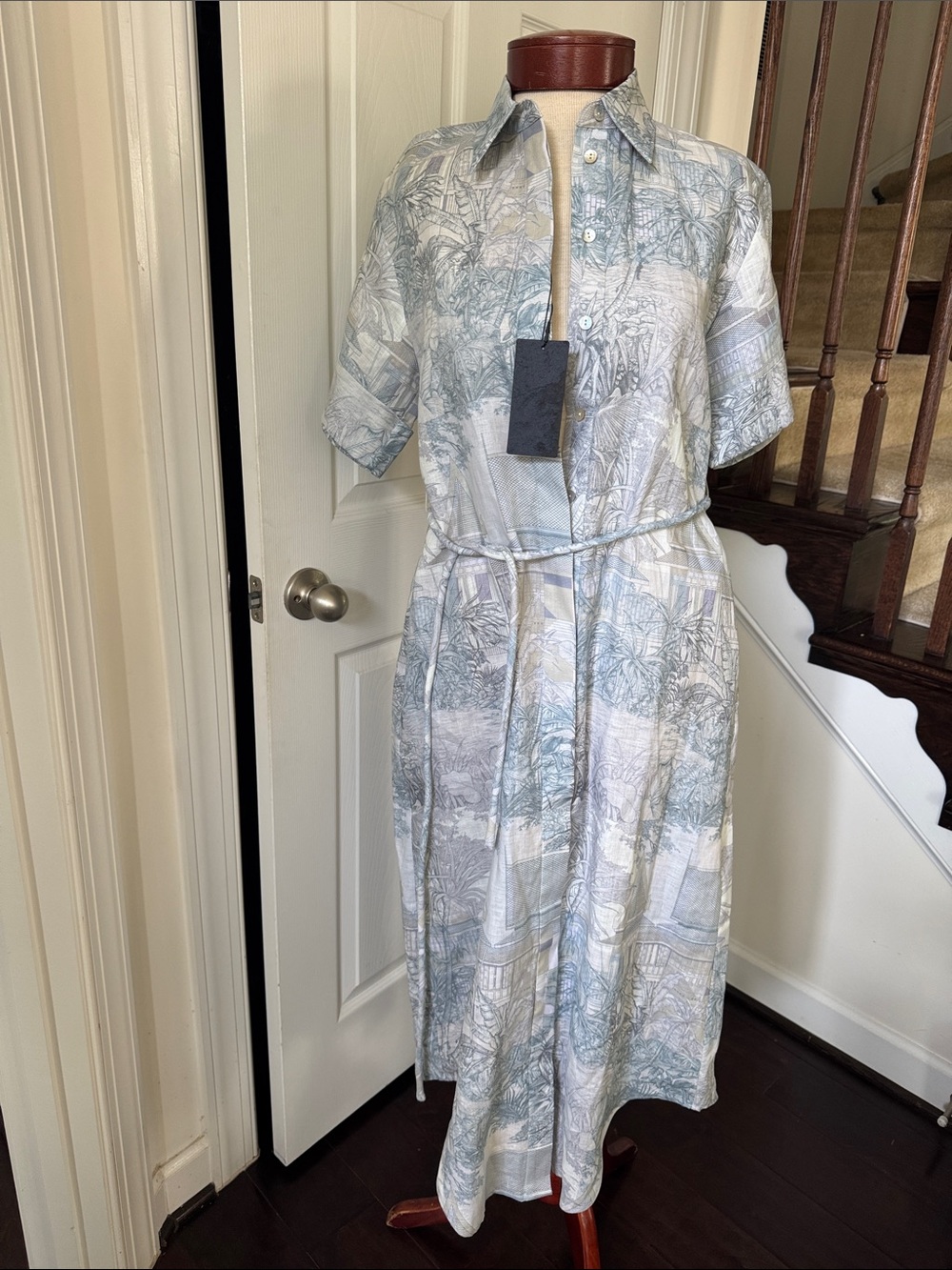 Jim Thompson House on the Klong Shirtdress Dress 100% linen NWT SZ 2 STUNNING